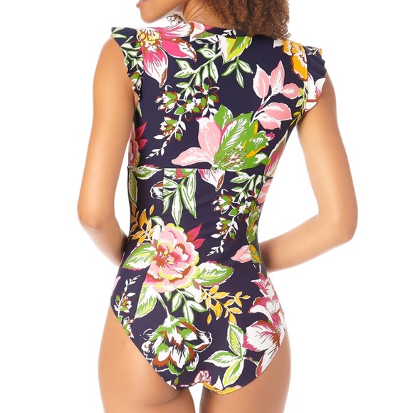 🌻NWOT Anne Cole Flutter Sleeve Zip Up Rashguard One Piece - Picture 3 of 15